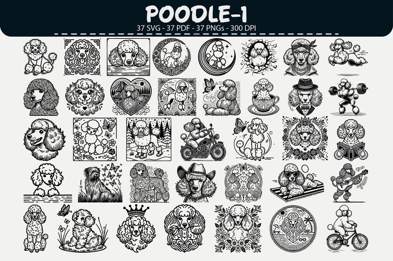 Poodle Vector Clipart – 37 Designs (by digitalarthome41)