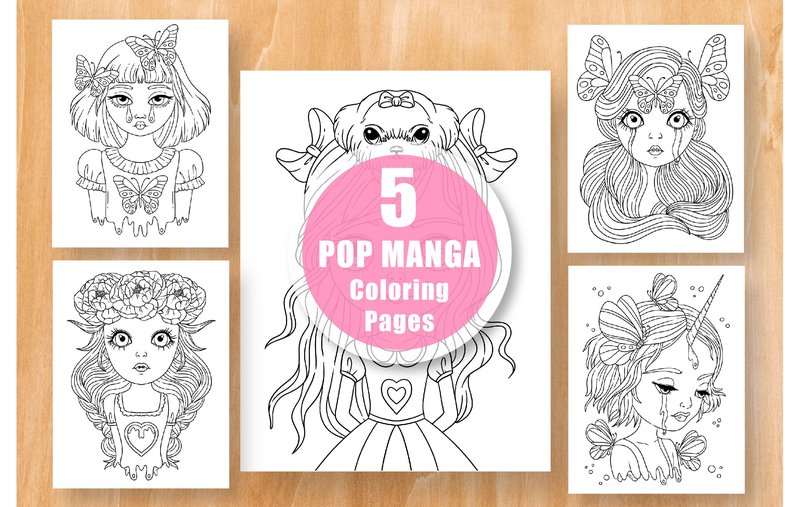 Pop Art Manga Coloring Pages (by MyLittleDoodles)