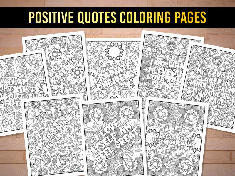 Positive Affirmations Coloring Pages (by AscendPrints)