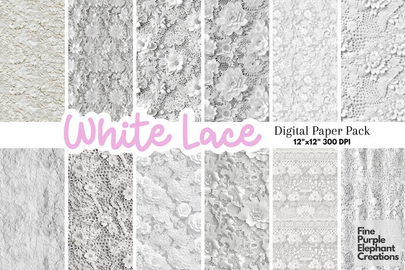 Pure White Lace Texture Elegant Wedding (by finepurpleelephant)