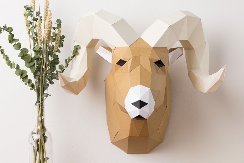 Ram Head Paper Sculpture (by Creative Fabrica Crafts)