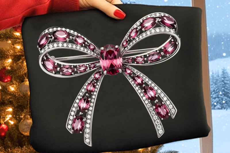 Rhinestone Glitter Christmas Bow PNG Des (by SvgDesignStudio)