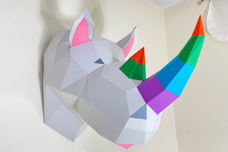 Rhino Head Paper Sculpture (by Creative Fabrica Crafts)