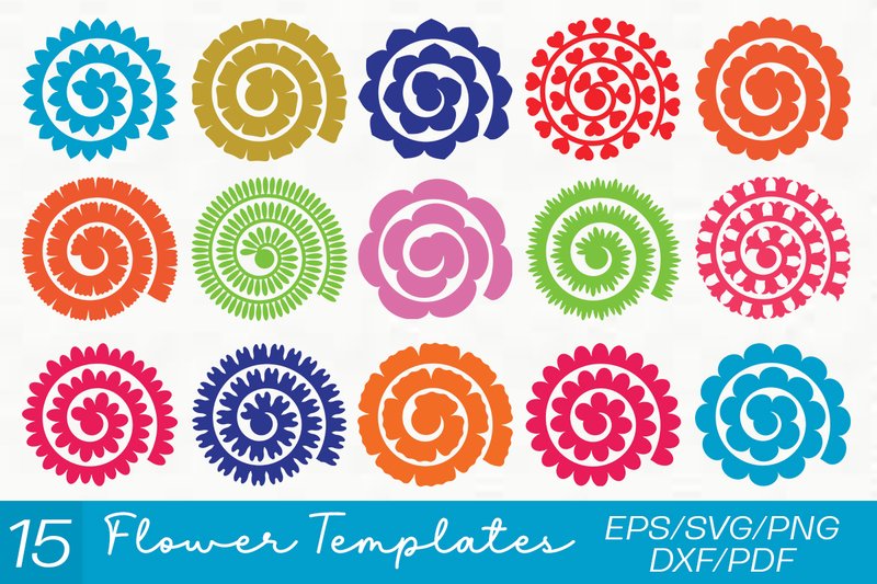 Rolled Paper Flower Templates SVG Bundle (by Atelier Design)
