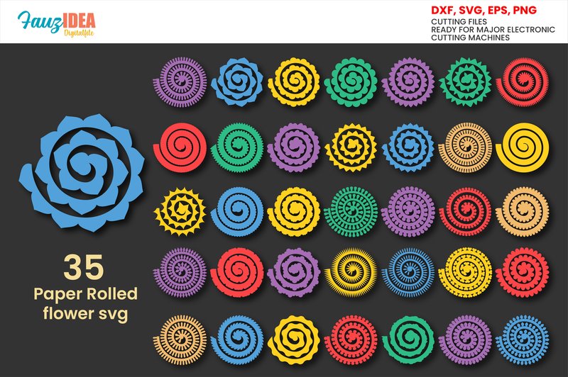 Rolled Paper Flowers Template  (by Smart Crafter)