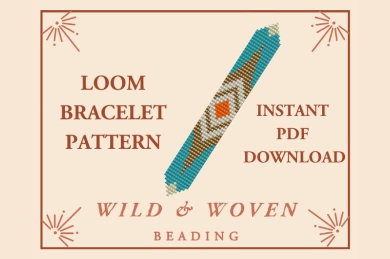 Santa Fe Turquoise Beaded Loom Bracelet (by Wild and Woven Beading)
