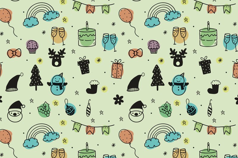 Seamless Pattern Xmas Doodles Drawings (by Topstar)