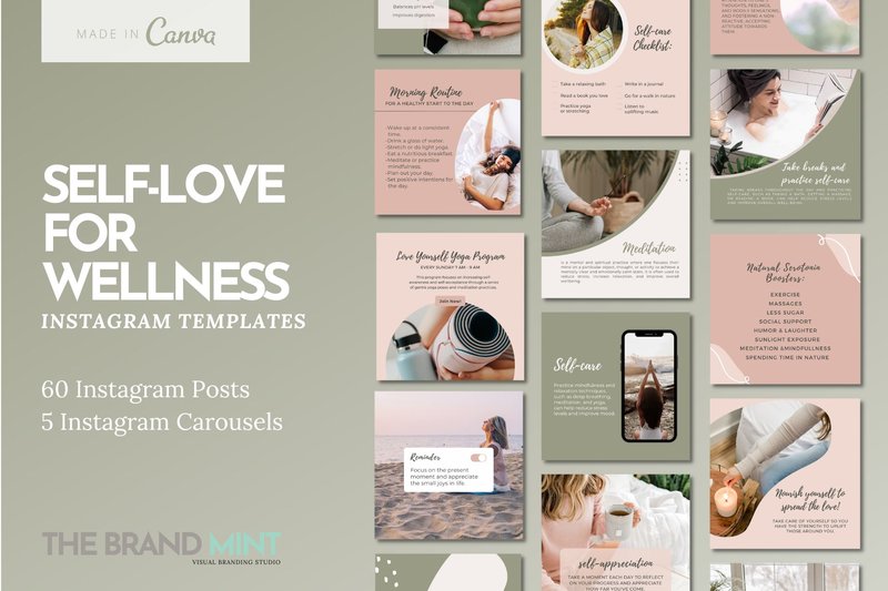 Self-love and Wellness Instagram Templates (by The Brand Mint)