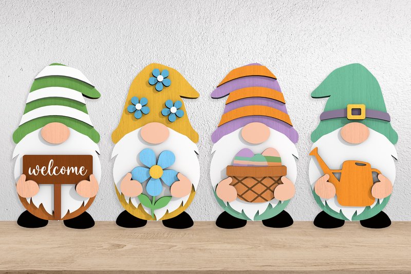 Spring Gnome Bundle Laser Cut Files (by cindyartistart)