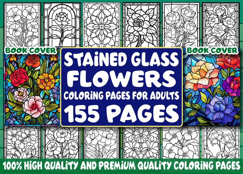 Stained Glass Flowers Coloring Pages (by GoLdeN ArT)