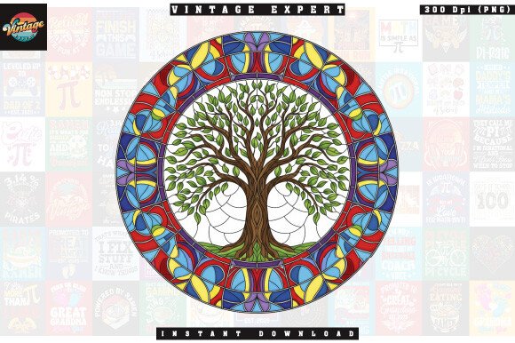 Stained Glass Tree of Life Clipart (by Vintage Expert)