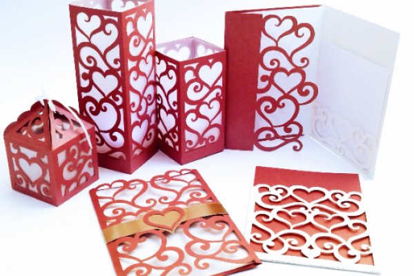 Stationery Wedding Set Hearts (by 3D SVG Crafts)