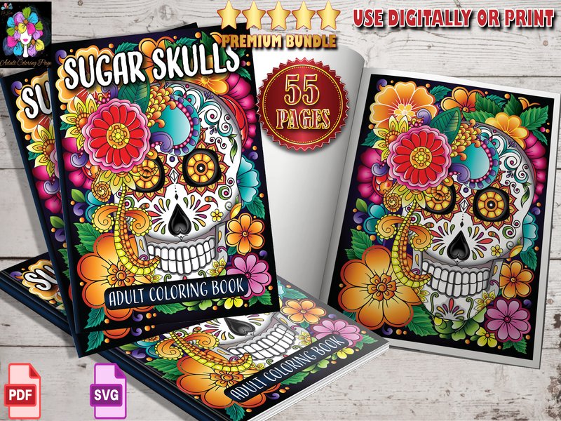 Sugar Skulls Adult Coloring Book (by ADCPArt)