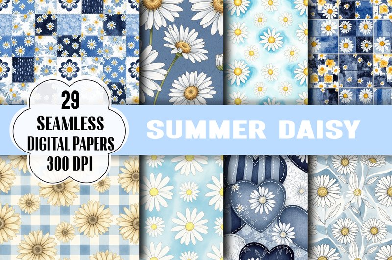 Summer Daisy Seamless Pattern (by Bundle)
