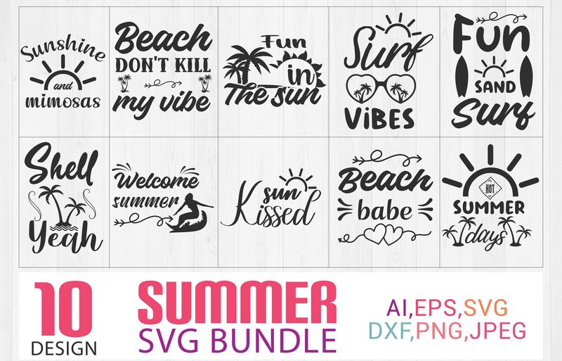 Summer SVG Bundle, T-shirt Design 10 (by Basis IT Store)