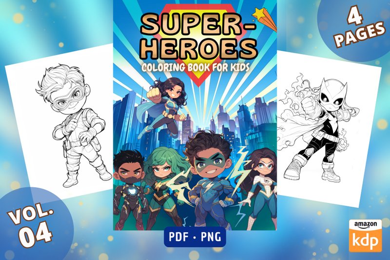 Superheroes Kids Coloring Book Vol 04 (by Sahad Stavros Studio)