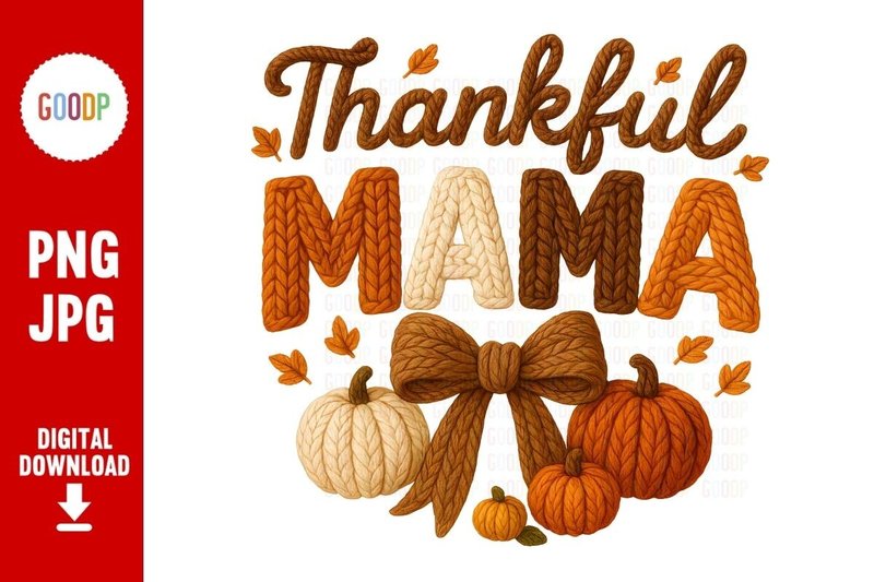 Thankful Mama Knit Fall Clipart Png (by GoodPShop)