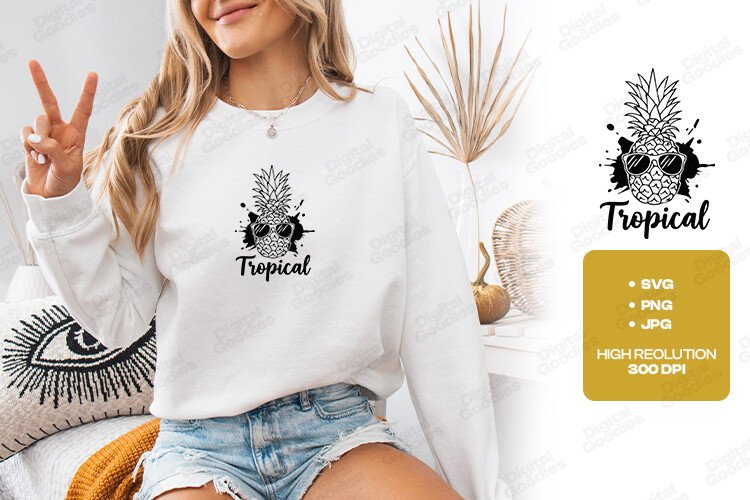Tropical Pineapple SVG Summer Design (by Digital Goodies)