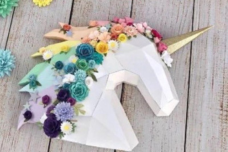 Unicorn Head Paper Sculpture (by Creative Fabrica Crafts)