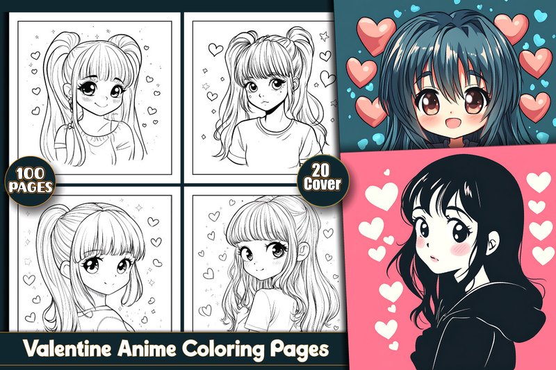 Valentine Anime Coloring Pages (by protabsorkar11)