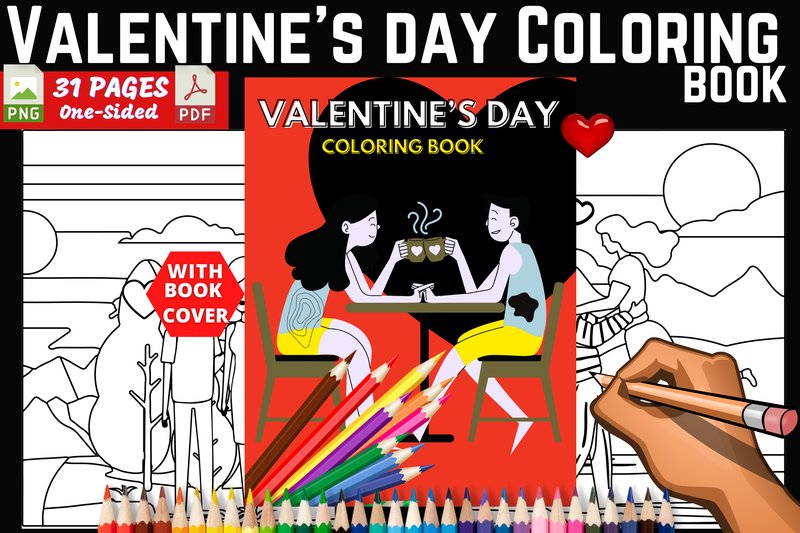 Valentine Coloring Book (by MiaPrintus)