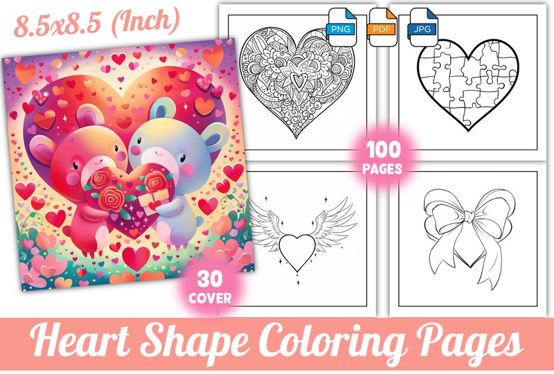 Valentine Heart Shape Coloring Pages (by Design Wave)