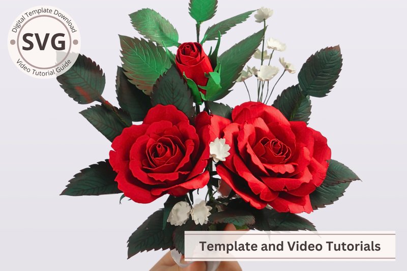 Valentine Paper Roses with Rose Bud (by Bloomingdale Collections)