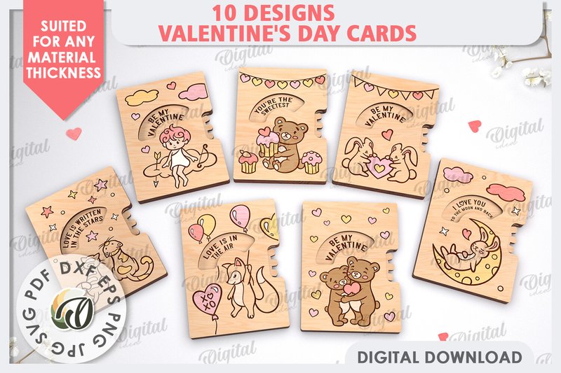 Valentine's Day Cards Laser Cut Bundle (by Digital Idea)