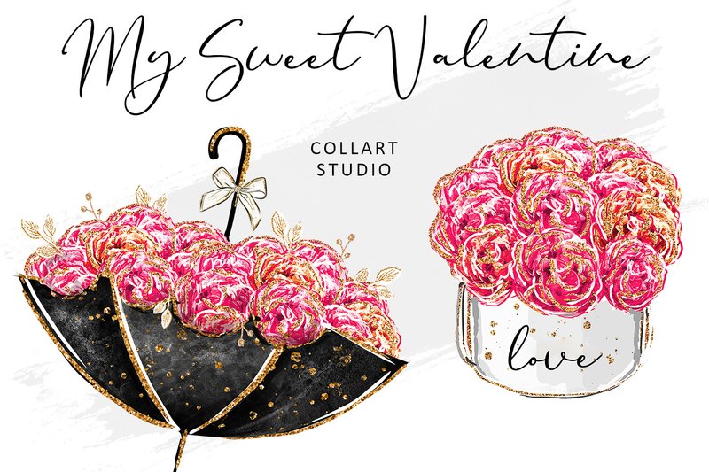 Valentine's Day Illustrations, Flowers (by collartstudio)