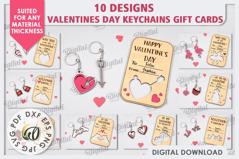 Valentines Gift Cards Laser Cut Bundle (by Digital Idea)
