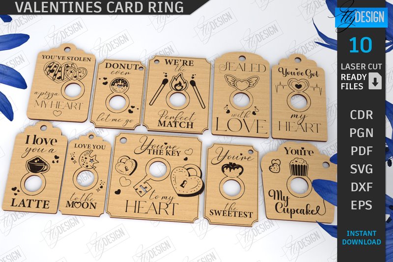 Valentine's Ring Cards Laser Cut Bundle (by flydesignsvg)