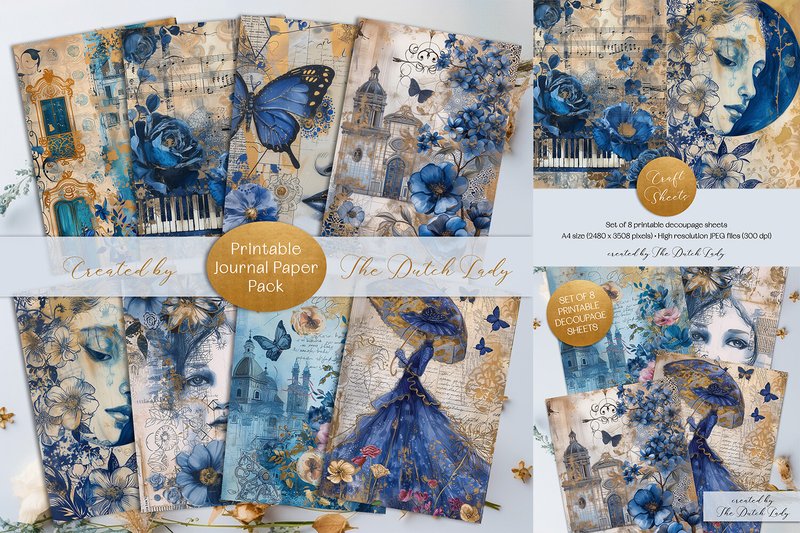 Vienna Blue Journal Paper Pack (by daphnepopuliers)