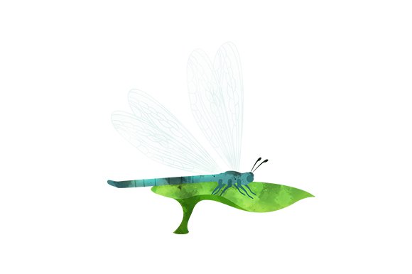 Watercolor Dragonfly Sitting on a Leaf (by Creative Fabrica Crafts)
