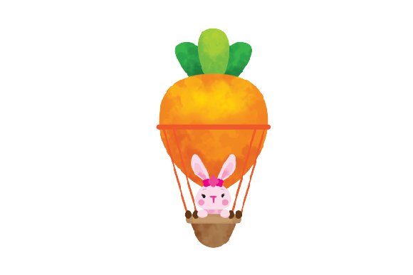 Watercolor Easter Rabbit in Carrot Air Baloon (by Creative Fabrica Crafts)