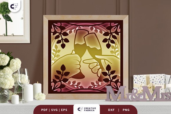 Wedding Champagne Toast 3D Shadow Box (by Creative Fabrica Crafts)