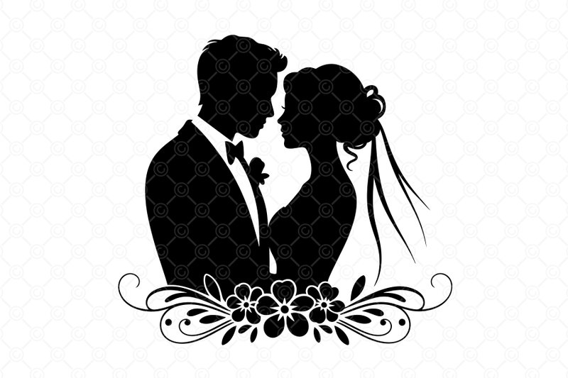 Wedding Couple Silhouette SVG, 023 (by CelestialDesignForge)