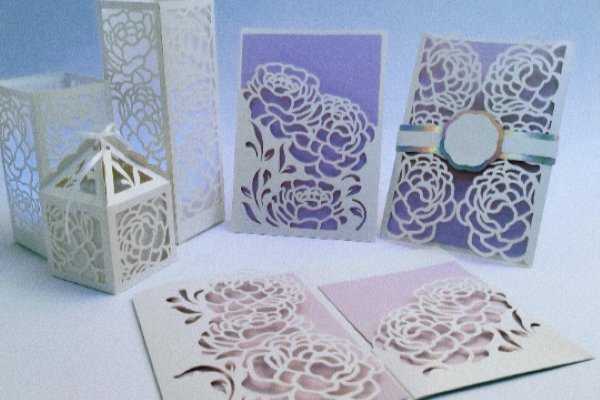 Wedding Paonies Stetionery Set (by 3D SVG Crafts)