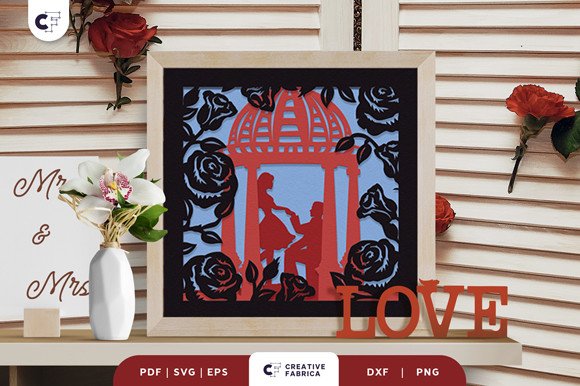 Wedding Scene 3D Shadow Box SVG (by 3D SVG Crafts)