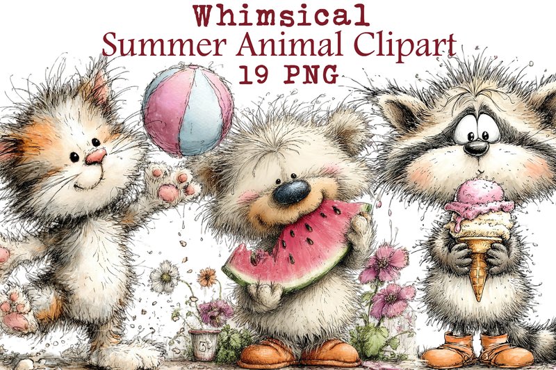 Whimsical Summer Animal Clipart (by LibbyWishes)
