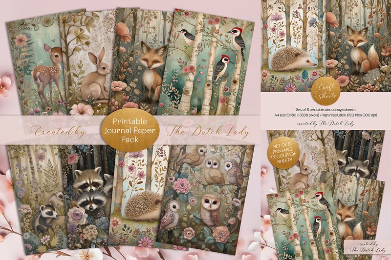 Woodland Animals Journal Paper Pack (by daphnepopuliers)