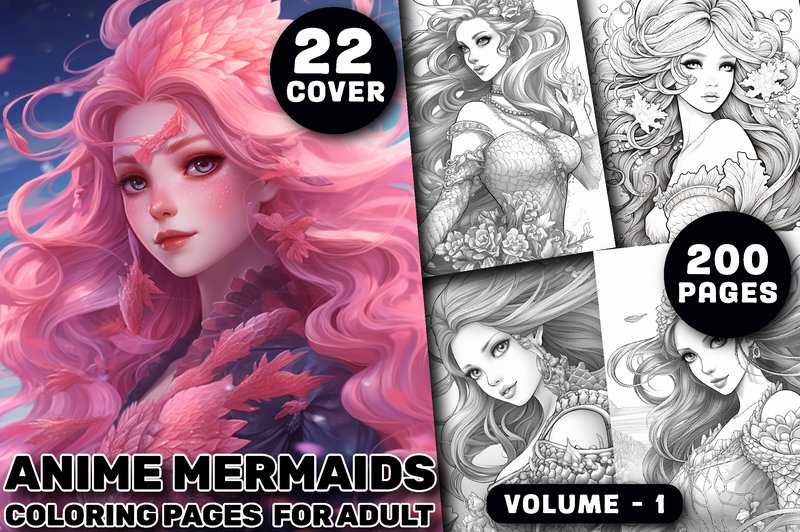 200 Anime Mermaids Coloring Pages