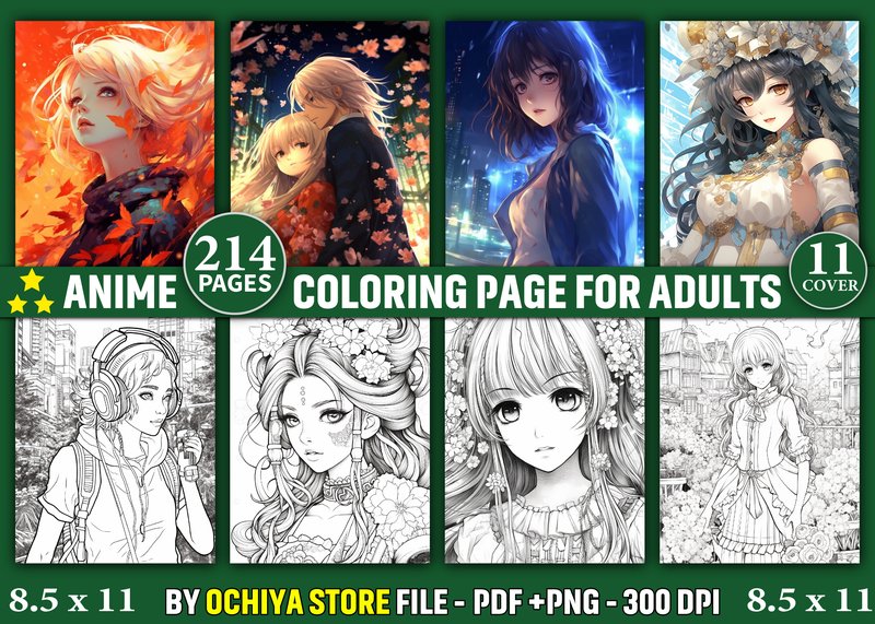 214+ Anime Coloring Pages for Adults
