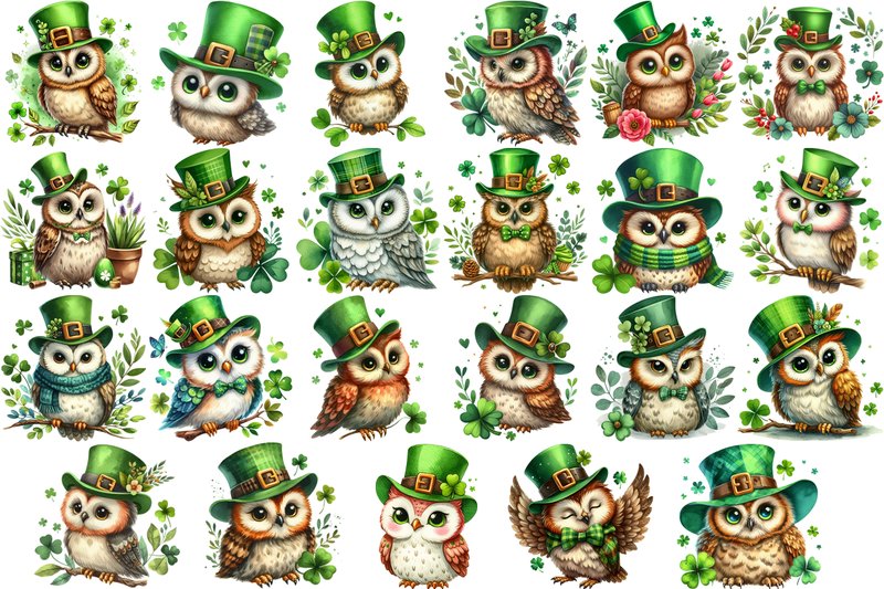 23 Watercolor Saint Patrick's Day Owl (by Design Store)