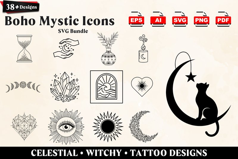 38+ Mystical Boho Celestial SVG Pack