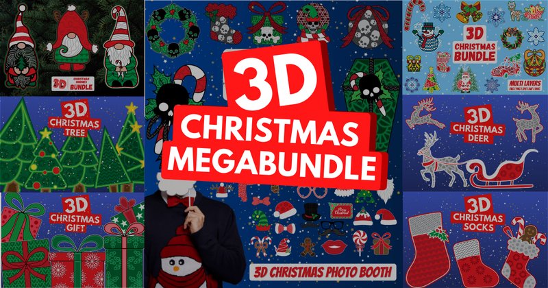 3D Christmas SVG Bundle (by SvgOcean)