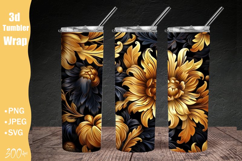 3D Flower Tumbler Wrap, Wild Flowers (by qasimgraphic1)