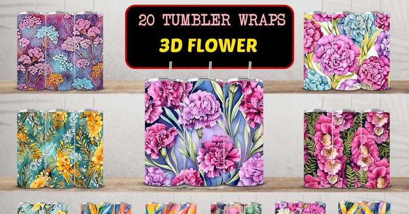 3D Flower Tumbler Wraps Bundle (by Arujoe)