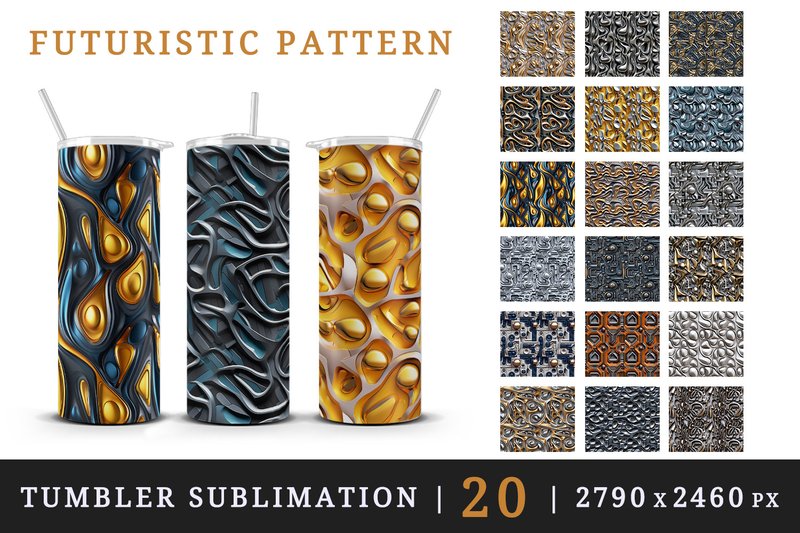 3d Futuristic Tumbler Wrap Sublimation (by Tati Design)