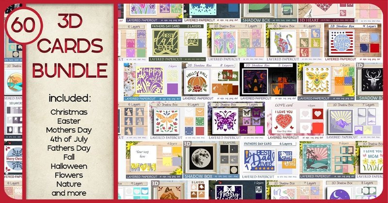 3D Layered Card Shadow Box Bundle (by AnastasiyaArtDesign)