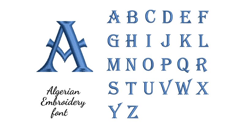 Algerian Embroidery Font Bundle (by EmbroDizz)